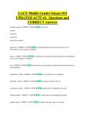 GACE Middle Grades Science 014  UPDATED ACTUAL  Questions and  CORRECT Answers