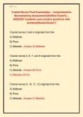 Cranial Nerves Final Examination &ndash; Comprehensive  Neuroanatomy Assessment&vert;&vert;Verified Exam&excl;&excl;&vert;&vert; &ndash;  2026&sol;2027 academic year practice questions with  answers&vert;&vert;Newest Exam&excl;&excl;&excl;