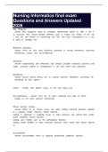 Nursing Informatics final exam Questions and Answers Updated 2026