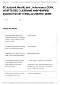 SC Accident&period; Health&comma; and Life Insurance EXAM&comma; MOST TESTED QUESTIONS AND VERIFIED SOLUTIONS&sol;GET IT 100&percnt; ACCURATE&excl;&excl; 2026&excl;&excl;