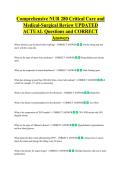 Comprehensive NUR 280 Critical Care and  Medical-Surgical Review UPDATED   ACTUAL Questions and CORRECT  Answers