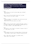 Kaplan Nursing Entrance Exam &lpar;Science&comma; Math&comma; Grammar&rpar; Questions and Answers