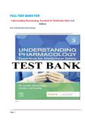 Full Test Bank for Understanding Pharmacology Essentials for Medication Safety 3rd Edition by M Linda&comma; LaCharity Concept Based Questions and 100&percnt; Verified Answers with Rationales &vert; Graded A&plus;