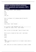 Kaplan nursing school entrance exam questions and answers 100&percnt; verified