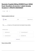 Resolute Hospital Billing RHB100 Exam &lpar;2026&rpar; Exam Questions & Answers &vert; Latest Already Graded A&plus; UPDATE 2025&vert;2026&excl;&excl;