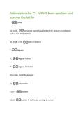Abbreviations for PT &ndash; USAHS Exam questions and  answers Graded A&plus; 