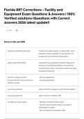 Florida BRT Corrections - Facility and Equipment Exam Questions & Answers &vert; 100&percnt; Verified solutions &vert;Questions with Correct Answers 2026 latest update&excl;&excl;