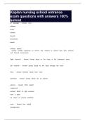 Kaplan nursing school entrance exam questions with answers 100&percnt; solved