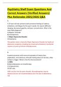 Psychiatry Shelf Exam Questions And  Correct Answers &lpar;Verified Answers&rpar;  Plus Rationales 2025&sol;2026 Q&A 