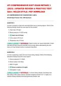 ATI COMPREHENSIVE EXIT EXAM RETAKE 3 &lpar;2023&rpar; &vert; UPDATED REVIEW & PRACTICE TEST Q&A &vert; NCLEX-STYLE &vert; PDF DOWNLOAD