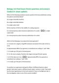 Biology 111 Final Exam &lpar;Tests&rpar; questions and answers  Graded A&plus; latest updates 