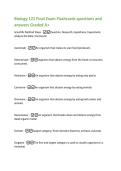 Biology 121 Final Exam Flashcards questions and  answers Graded A&plus; 