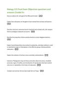 Biology 121 Final Exam Objectives questions and  answers Graded A&plus; 