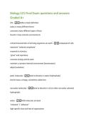 Biology 121 Final Exam questions and answers  Graded A&plus; 