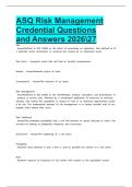 ASQ Risk Management Credential Questions and Answers 202627