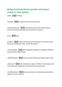 Biology Final Exam Review questions and answers  Graded A&plus; latest updates 
