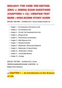 BIOLOGY&colon; THE CORE 3RD EDITION &lpar;ERIC J&period; SIMON&rpar; EXAM QUESTIONS &lpar;CHAPTERS 1&ndash;12&rpar; &vert; VERIFIED TEST BANK &vert; HIGH-SCORE STUDY GUIDE