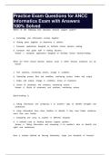Practice Exam Questions for ANCC Informatics Exam with Answers 100&percnt; Solved