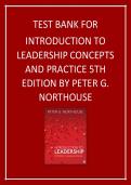 TEST BANK FOR  INTRODUCTION TO  LEADERSHIP CONCEPTS  AND PRACTICE 5TH  EDITION BY PETER G&period;  NORTHOUSE 