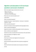 digestion and absorption in GI tract Exam  questions and answers Graded A&plus; 