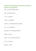 Medical Terminology Exam questions and answers