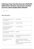CISM Exam Prep Most Recent exam COMPLETE &lpar;2026&rpar; EXAM Questions and Answers &lpar;Verified Answers&rpar; &lpar;Latest Update 2026&rpar; UPDATE&excl;&excl;