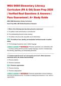 WGU D668 Elementary Literacy Curriculum &lpar;PA & OA&rpar; Exam Prep 2026 &vert; Verified Real Questions & Answers &vert; Pass Guaranteed &vert; A&plus; Study Guide