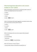 Pharmacology Exam 2questions and answers  Graded A&plus; latest update 