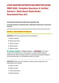 UTAH MASTER ESTHETICIAN WRITTEN EXAM PREP 2026 &vert; Complete Questions & Verified Answers &vert; State Board Study Guide &vert; Guaranteed Pass &lpar;A&plus;&rpar;