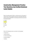Construction Management Practice Test Questions And Verified Solutions&vert; Latest Update