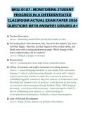 WGU D187 &colon; MONITORING STUDENT PROGRESS IN A DIFFERENTIATED CLASSROOM ACTUAL EXAM PAPER 2026 QUESTIONS WITH ANSWERS GRADED A&plus;