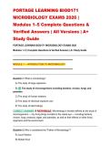 PORTAGE LEARNING BIOD171 MICROBIOLOGY EXAMS 2026 &vert; Modules 1&ndash;5 Complete Questions & Verified Answers &vert; All Versions &vert; A&plus; Study Guide