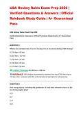 USA Hockey Rules Exam Prep 2026 &vert; Verified Questions & Answers &vert; Official Rulebook Study Guide &vert; A&plus; Guaranteed Pass