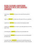 ECON 110 EXAM 3 QUESTIONS COMPLETE WITH 100&percnt; VERIFIED ANSWERS