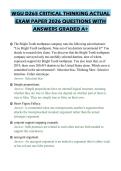 WGU D265 CRITICAL THINKING ACTUAL EXAM PAPER 2026 QUESTIONS WITH ANSWERS GRADED A&plus;