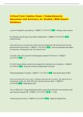 Critical Care Cardiac Exam &vert; Comprehensive  Questions and Answers &vert; A&plus; Graded &vert; With Expert  Solutions