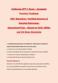 California CPT-1 Exam &ndash; Complete Practice Testbank 150&plus; Questions &vert; Verified Answers & Detailed Rationales Guaranteed Pass &ndash; Based on CLSI&comma; OSHA&comma; and CA State Standards