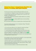 Critical Care Exam 1 &vert; Comprehensive Questions and  Answers &vert; A&plus; Graded &vert; With Expert Solutions 
