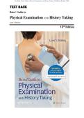 Test Bank On Bates Guide To Physical Examination and History Taking 13th Edition Bickley Latest Review 2024&comma; All Chapter 1-27&vert; Practice Questions and Answers&comma;  100&percnt; Correct with Explanations&comma; Highly Recommended&comma; Download to Score A&plus;