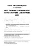 NR509 Advanced Physical Assessment Week 4 Midterm Exam WITH MUST KNOW QUESTIONS AND ANSWERS 2026