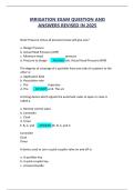 IRRIGATION EXAM QUESTION AND  ANSWERS REVISED IN 2025