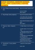 NUR242- MATERNAL NEWBORN NURSING- EXAM 1&comma; PART 2 QUESTIONS & VERIFIED ANSWERS