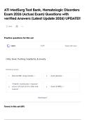 ATI MedSurg Test Bank&comma; Hematologic Disorders Exam 2026 &lpar;Actual Exam&rpar; Questions with verified Answers &lpar;Latest Update 2026&rpar; UPDATE&excl;&excl;