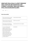 NRNP 6531 FINAL EXAM 2 LATEST VERSIONS 2026 CONTAINS 200 QUESTIONS AND CORRECT ANSWERS&sol; NRNP 6531 WEEK 11 FINAL EXAM&vert;AGRADE&lpar;WALDEN&rpar;