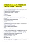 NURS 242 FINAL EXAM QUESTIONS & VERIFIED CORRECT ANSWERS