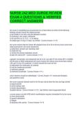 NURSE 242 MED SURGE REVIEW EXAM 4 QUESTIONS & VERIFIED CORRECT ANSWERS