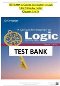 Test Bank For A Concise Introduction to Logic 14th Edition by Patrick J&period; Hurley Chapter 1-14 LATEST&period;
