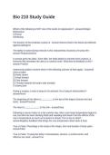 Bio 210 Study Guide Questions with Accurate Answers