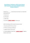 Social Media Certification &lpar;ADD&rpar; Exam Newest  2026 Questions and Correct Detailed Answers  Already Graded A&plus;