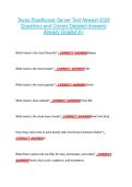 Texas Roadhouse Server Test Newest 2026  Questions and Correct Detailed Answers  Already Graded A&plus; 